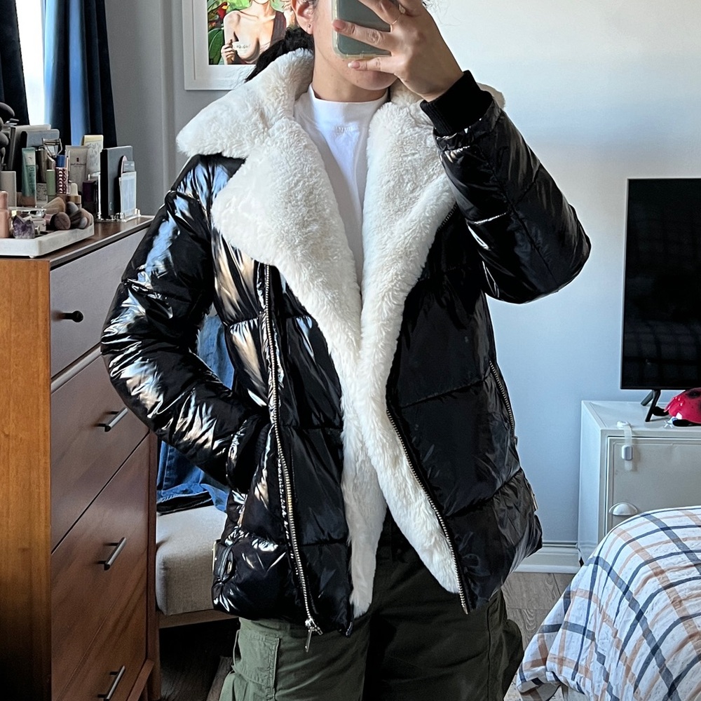 River Island Black Winter Coat Sz 6